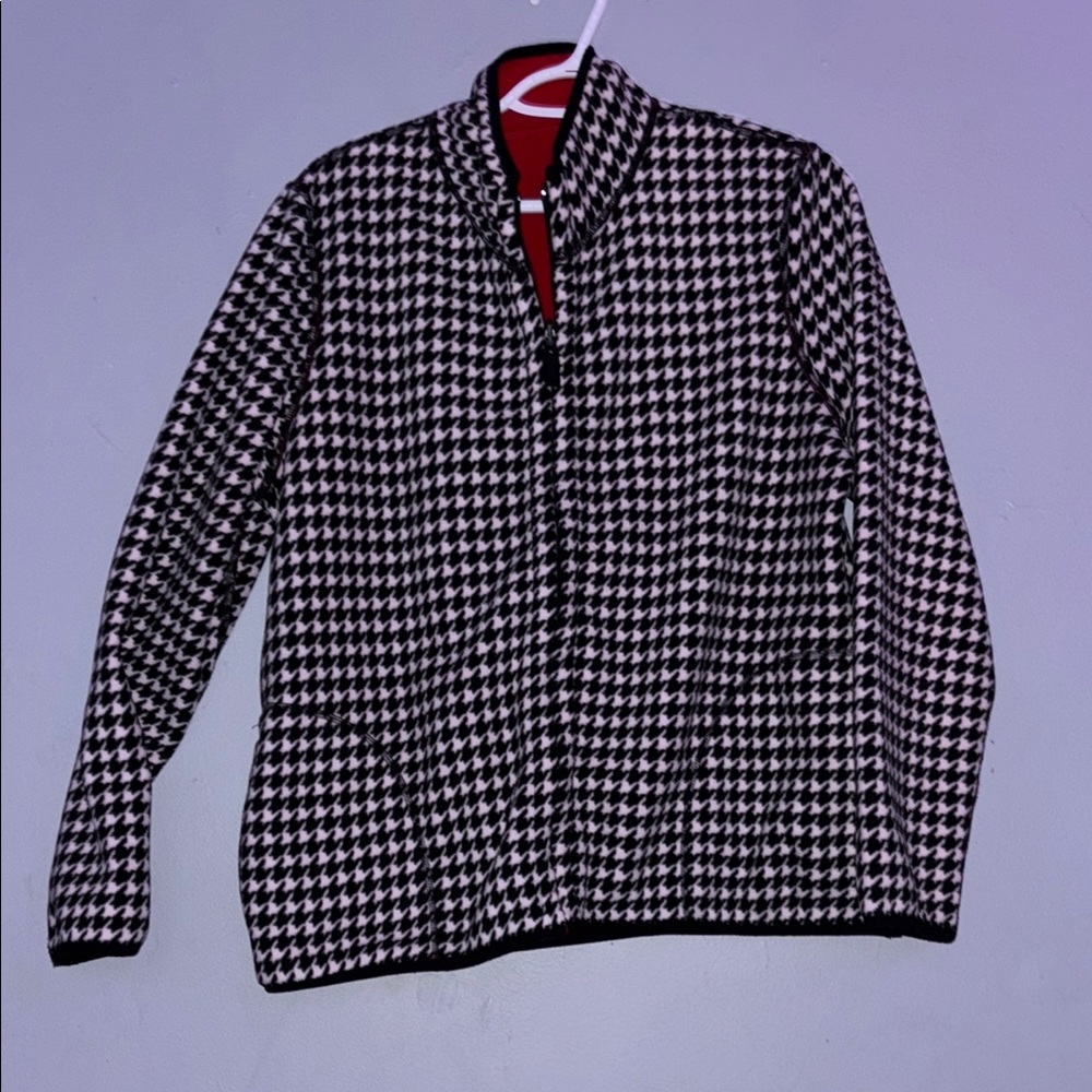 Kim Rogers Black and White Houndstooth Teddy Jacket